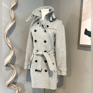 SOLD Burberry Kensington Gray Wool Double Breast Trench Coat Sz 4